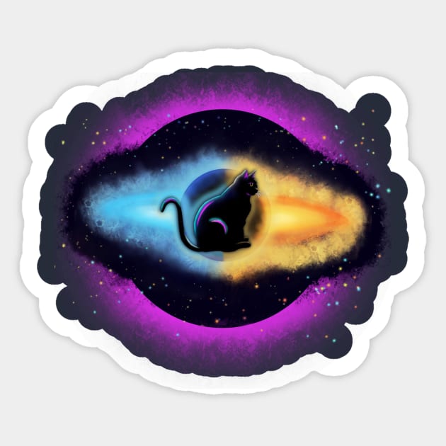 Galactic Black-Hole Cat: Ruler of the Universe Sticker by XanderWitch Creative